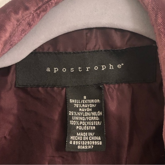 Vintage Apostrophe blazer raspberry crushed velvet - Picture 3 of 9